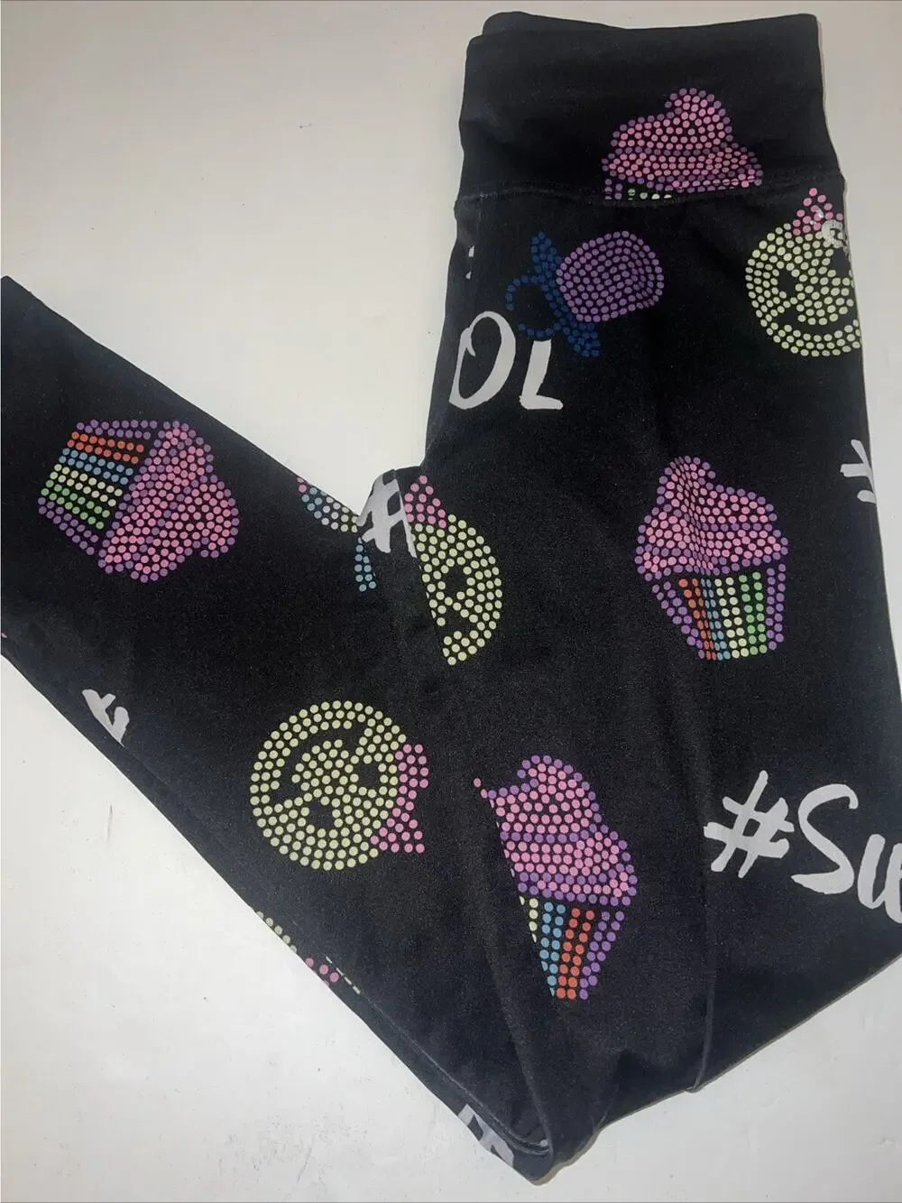 Girls Justice Leggings size 10 Black Sweet lol Omg